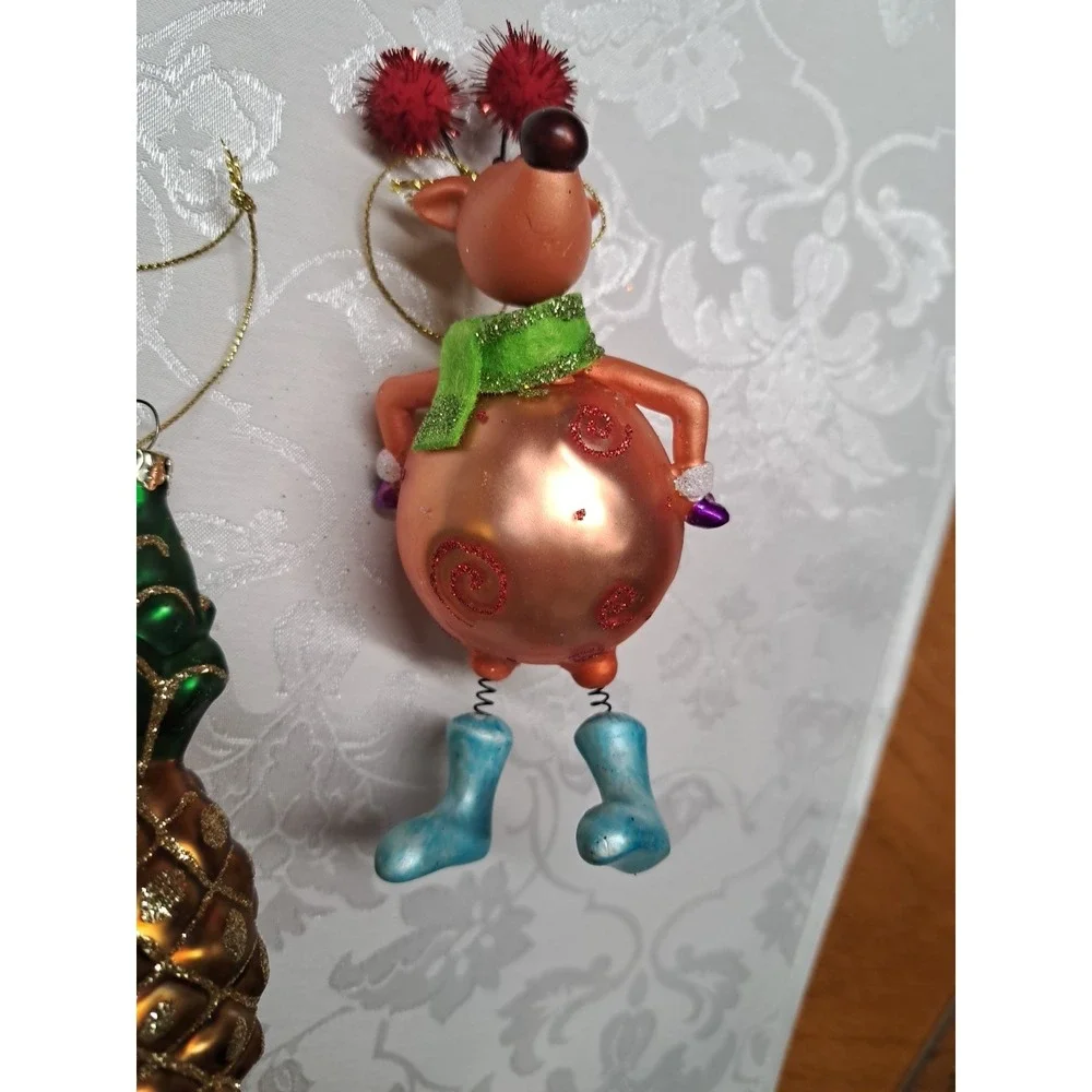 Glass Christmas Ornaments Set Of 3